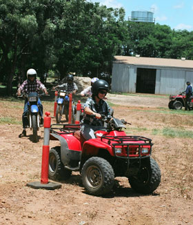 The students take the quad bikes out for a spin