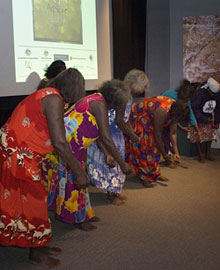 Linguists from Numbulwar dancing at launch of ArtStories at MAGNT on 13 September