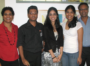 2008 LBA Dean's Scholarship winner Nadia D'Souza (middle) with her sister and parents and 2007 LBA Dean's Scholarship winner Keven Kadirgamar
